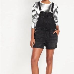 Old navy Black Denim short Overalls size XL